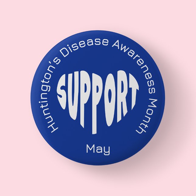 Blå Huntingtons sjukdoms medvetandemånad knapp (Huntington's Disease Awareness Month)