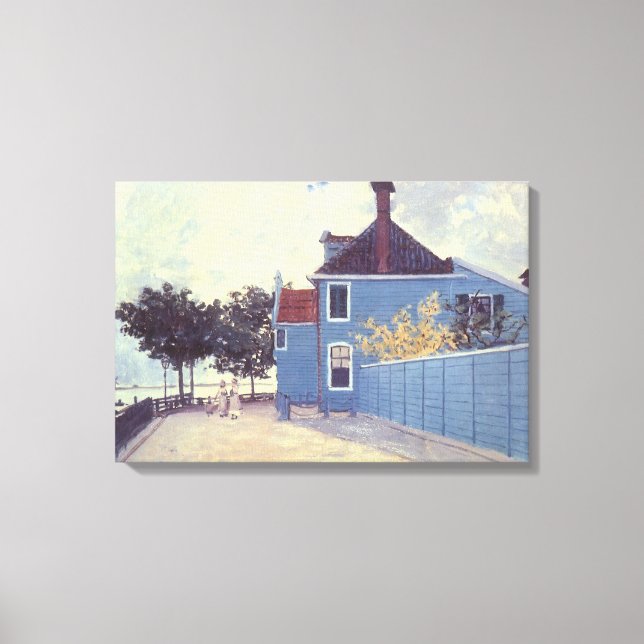 Blå hus i Zaandam av Claude Monet Canvastryck (Framsida)