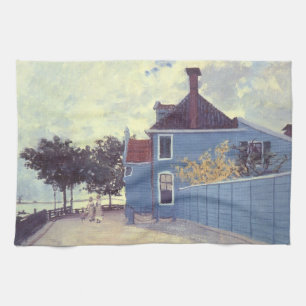 Blå hus i Zaandam av Claude Monet Kökshandduk