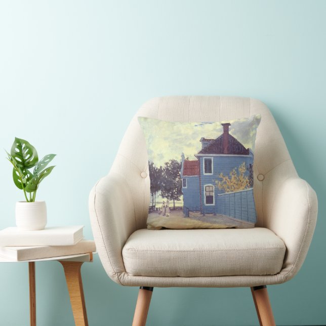 Blå hus i Zaandam av Claude Monet Kudde (Stol)