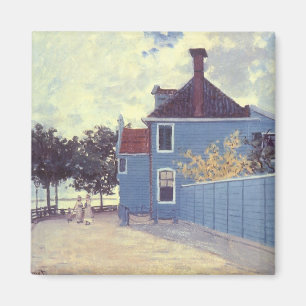 Blå hus i Zaandam av Claude Monet Magnet