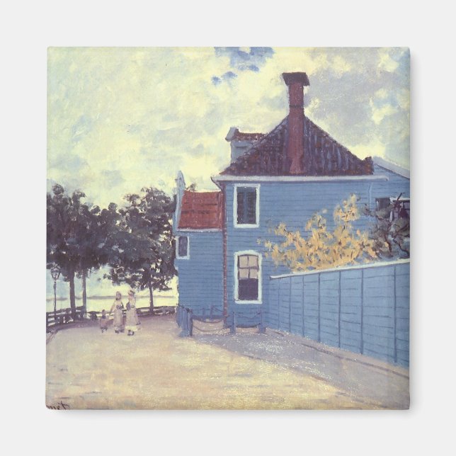 Blå hus i Zaandam av Claude Monet Magnet (Framsidan)