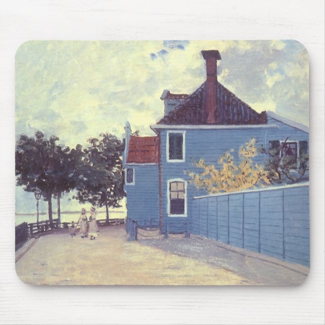 Blå hus i Zaandam av Claude Monet Musmatta (Framsidan)