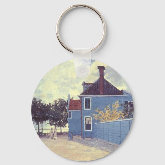 Blå hus i Zaandam av Claude Monet Nyckelring (Framsida)