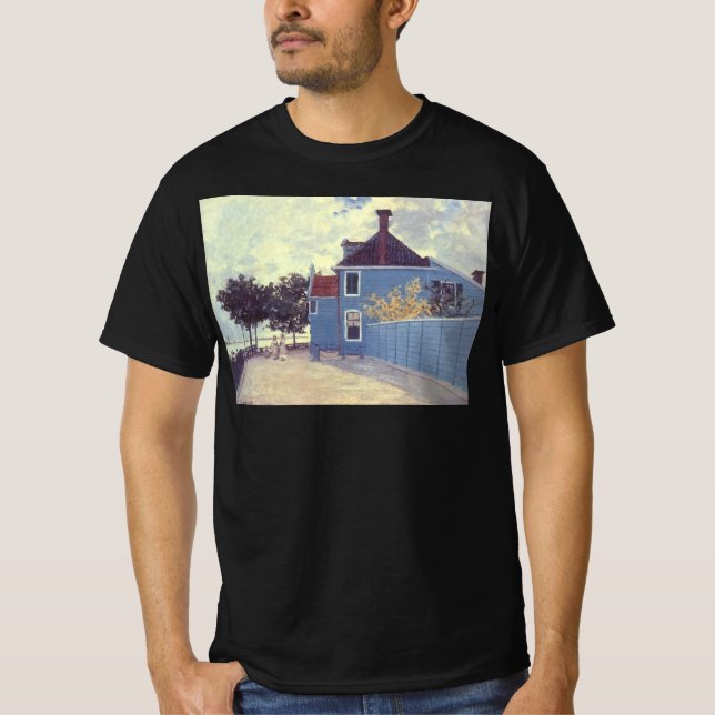 Blå hus i Zaandam av Claude Monet Tee (Framsida)
