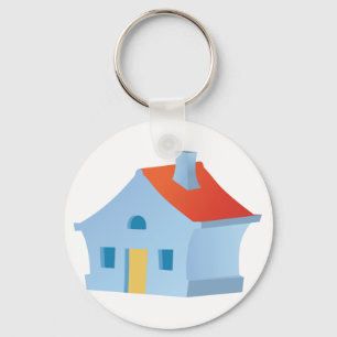 Blå hus nyckelring