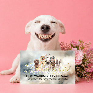 Blå husdjurfotograf Vattenfärg Hundporträtt Visitkort