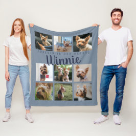 Blå husdjurs fotokollage Minnessaker Skriptnamn Fleecefilt
