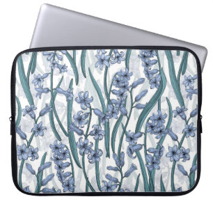 Blå Hyacint-blommor på vitt Laptop Fodral