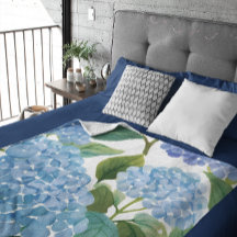 Blå Hydrangea Akvarell Blommig Kust