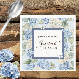 Blå Hydrangea Akvarell Bröllopsdusch Pappersservett
