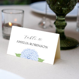 Blå Hydrangea Akvarell Falt Placeringskort Bordsnummer