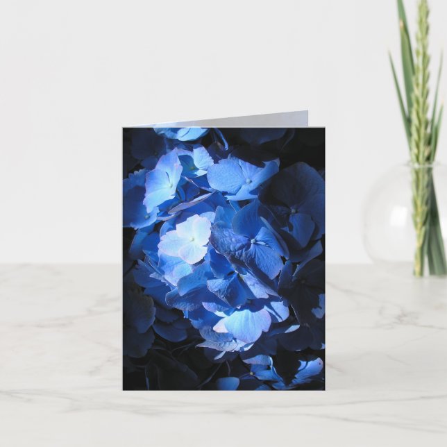 Blå Hydrangea - anteckningskort (Framsida)