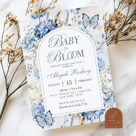 Blå Hydrangea Baby i Bloom Baby Shower Inbjudningar