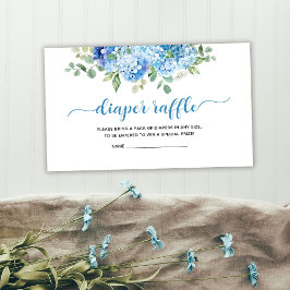 Blå Hydrangea Baby Shower Diaper Raffle Tilläggskort