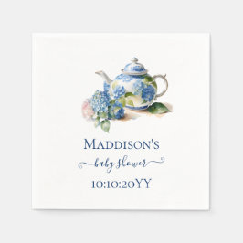 Blå Hydrangea Bebis-babyshower Te-partaj Pappersservett
