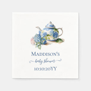 Blå Hydrangea Bebis-babyshower Te-partaj Pappersservett