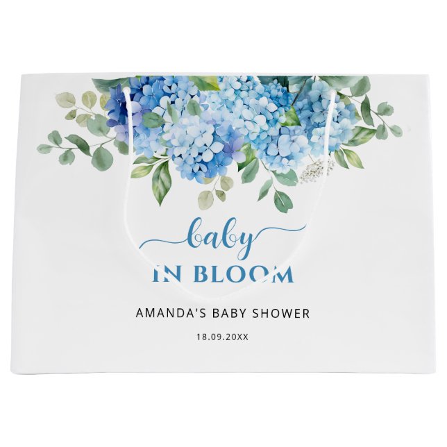 Blå Hydrangea Bebis i Blom Baby Shower (Framsidan)