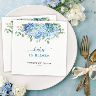 Blå Hydrangea Bebis i Blom Babykalas Pappersservett