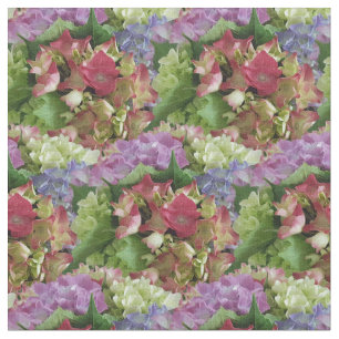 Blå Hydrangea Blå Rosa Cute Mönster-mall Tyg