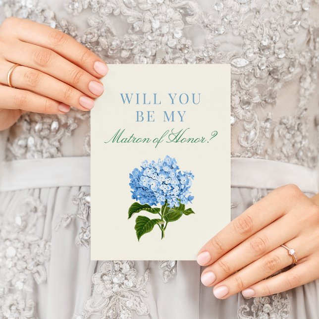 Blå Hydrangea blir min Maid of honor Kort (Skapare uppladdad)