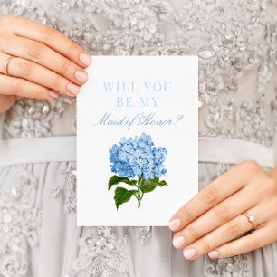Blå Hydrangea blir min Maid of honor Vykort