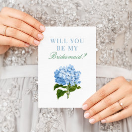 Blå Hydrangea blir mitt bridesmaid-kort Kort