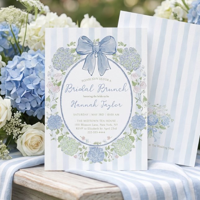 Blå Hydrangea Blom Bröllopsbrunch Inbjudningar (Skapare uppladdad)