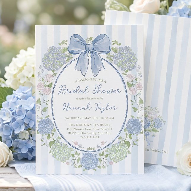 Blå Hydrangea Blom Bröllopsdusch Inbjudningar (Skapare uppladdad)