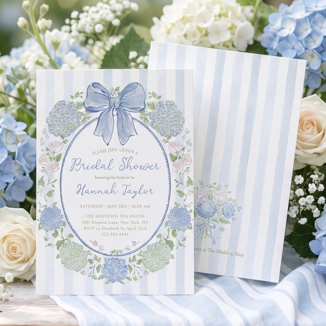 Blå Hydrangea Blom Bröllopsdusch Inbjudningar (Skapare uppladdad)