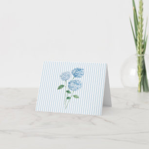 Blå Hydrangea Blom Målar Blå Rand Tack Kort