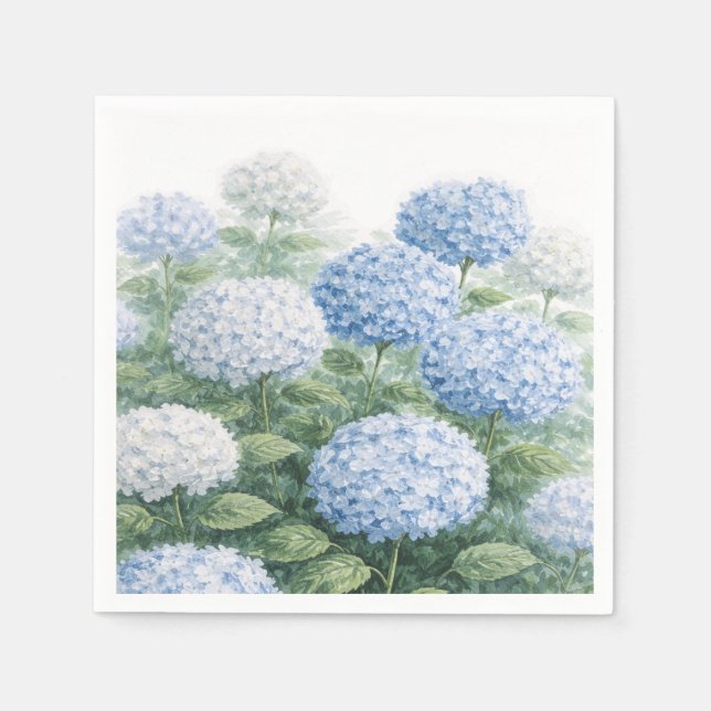 Blå Hydrangea Blomma Bröllop Baby Shower Pappersservett (Framsidan)
