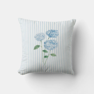 Blå Hydrangea Blomma Målning Blå Rand Kudde