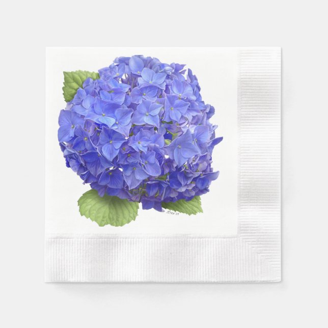 Blå Hydrangea Blomma Pappersservett (Framsidan)