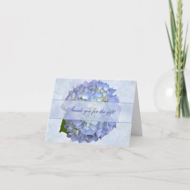 Blå Hydrangea Blomma Tom Tack Presentkort Kort (Framsida)