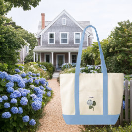Blå Hydrangea Blommande Blomma Kontrast Trimning B Tygkasse