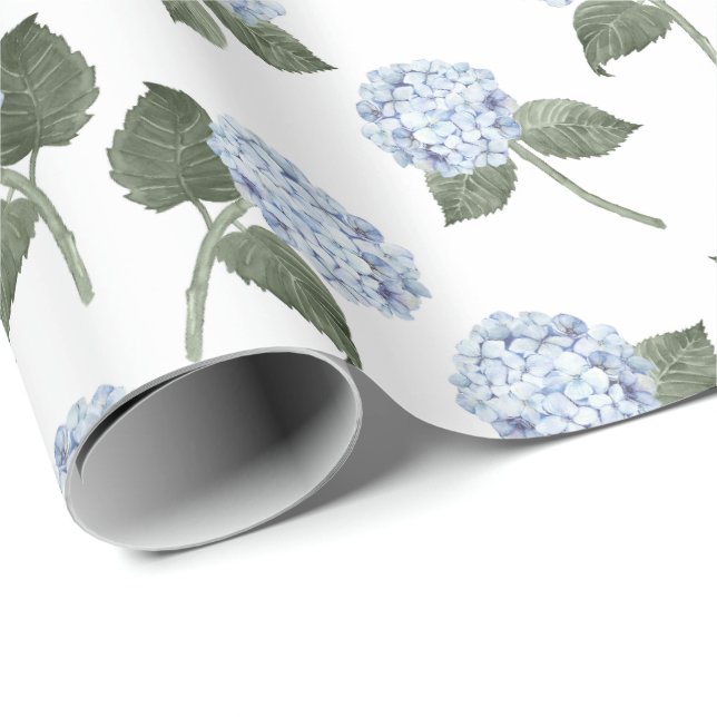 Blå Hydrangea Blommande Blommor  Presentpapper (Rullad Hörn)