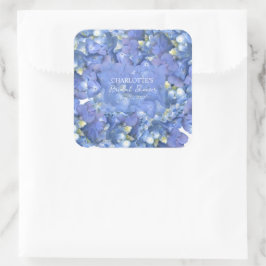 Blå Hydrangea Blommar Personlig Bröllopsfest Fyrkantigt Klistermärke