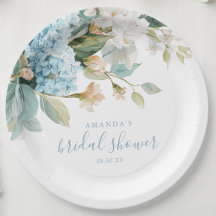 Blå Hydrangea Blommig Akvarell Bröllopsdusch
