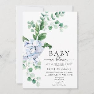 Blå Hydrangea Blommig Baby I Knopp Dusch Inbjudningar