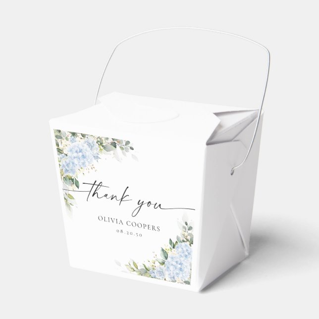 Blå Hydrangea Blommig Baby Shower Förmånslåda Presentaskar (Framsidan Sidan)
