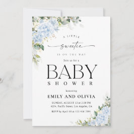 Blå Hydrangea Blommig Bebis Shower Inbjudan