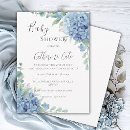 Blå Hydrangea Blommig Bebis Shower Inbjudningar