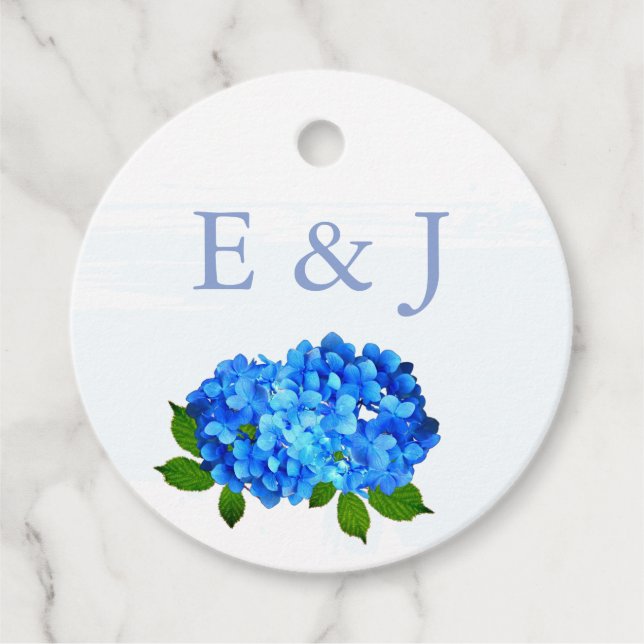 Blå Hydrangea Blommig Bröllop Gåvor Etiketter (Framsida)