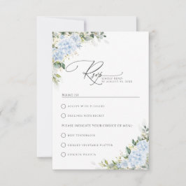 Blå Hydrangea Blommig Bröllop Med Måltidsval RSVP OSA Kort
