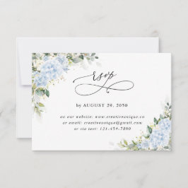 Blå Hydrangea Blommig Bröllops Online RSVP-kort OSA Kort
