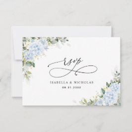 Blå Hydrangea Blommig Bröllops-RSVP-kort OSA Kort