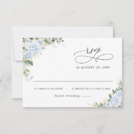 Blå Hydrangea Blommig Bröllops-RSVP-kort OSA Kort