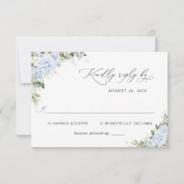 Blå Hydrangea Blommig Bröllops-RSVP-kort OSA Kort