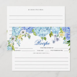Blå Hydrangea Blommig Bröllopsdusch Receptkort Vykort